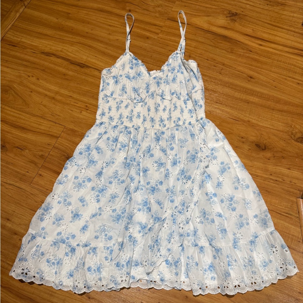 Hollister Blue and White Floral Dress